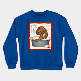 Cute Doxie in tin bathtub with bubbles Crewneck Sweatshirt